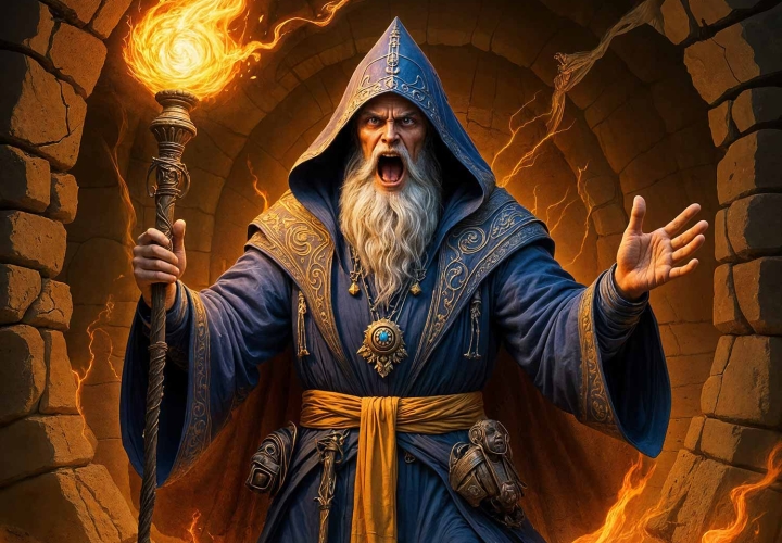 Mage casting fire spell